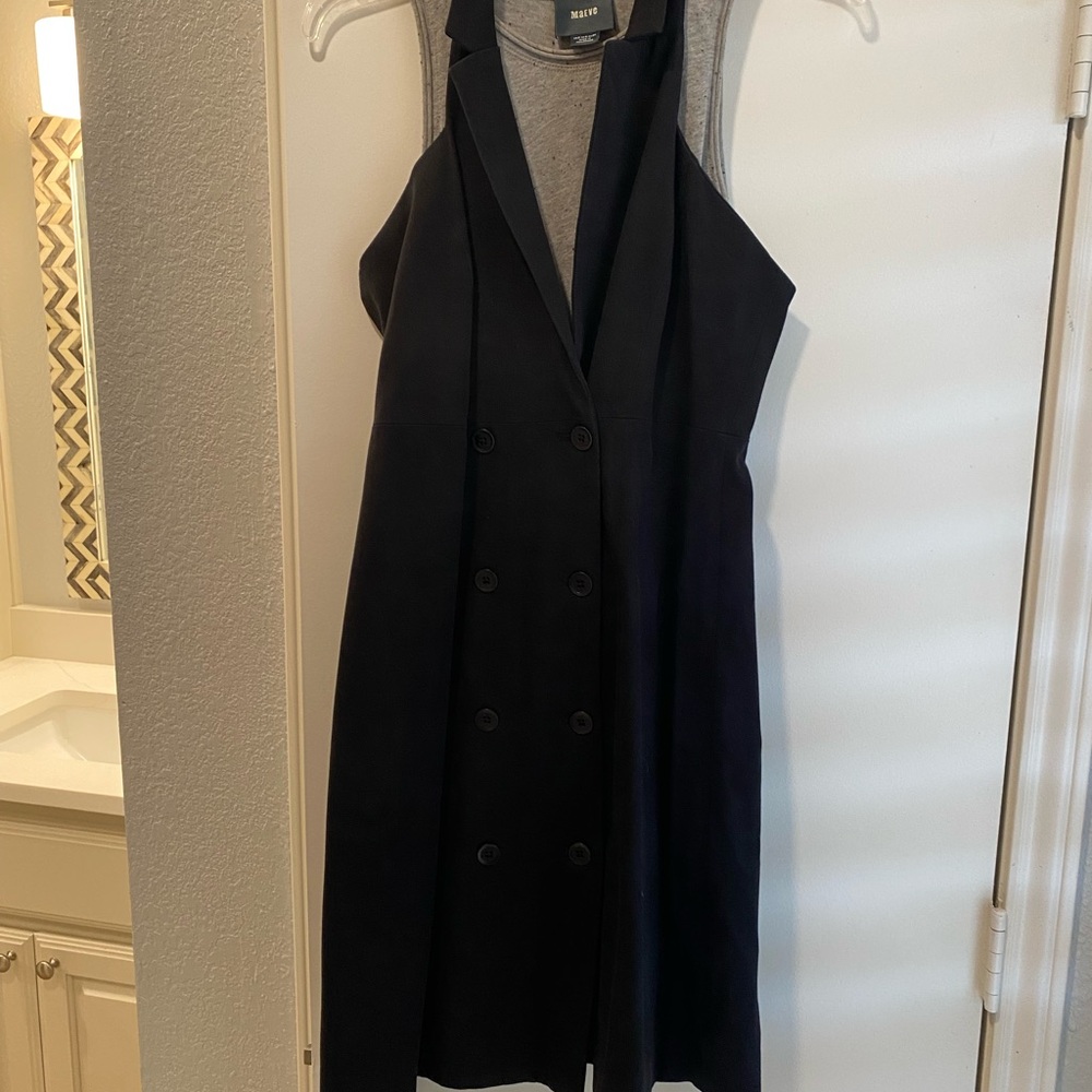 Anthropologie Black Double-Breasted Mini Dress